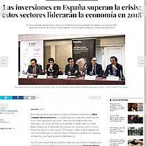 Las inversiones en Espaa superan la crisis: estos sectores liderarn la economa en 2018